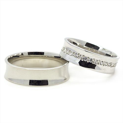 Zaveris Sterling Silver Concave Cubic Zircon Wedding Bands