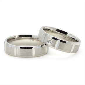 Zaveris Baguette Sterling Silver Cubic Zircon Wedding Bands
