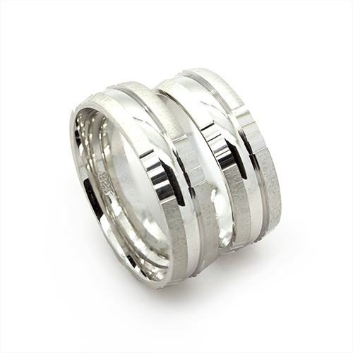 Zaveris Newedge Sterling Silver Wedding Bands