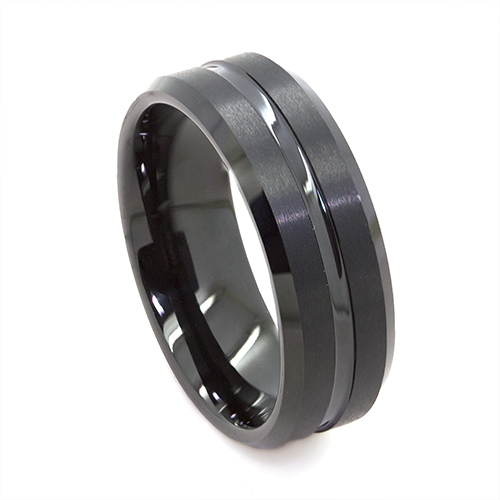 Zaveris Tungsten Carbide Single Bevel 8mm Wedding Ring