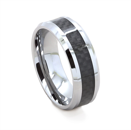 Zaveris Tungsten Carbide Chequered Wedding Ring