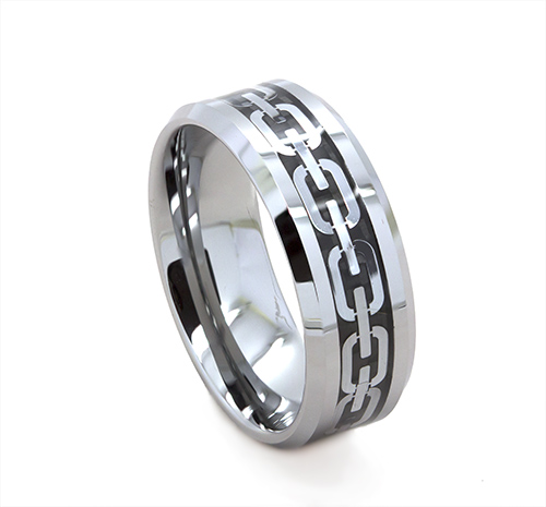 Zaveris Tungsten Carbide Link Chain Wedding Ring