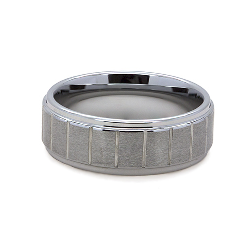 Zaveris Tungsten Carbide Step Groove Wedding Ring