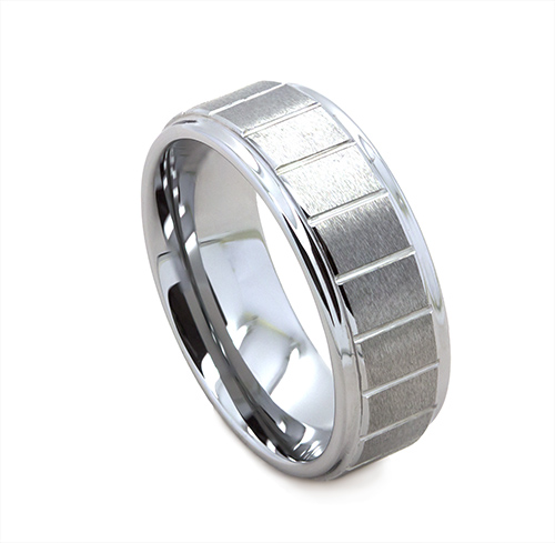 Zaveris Tungsten Carbide Step Groove Wedding Ring