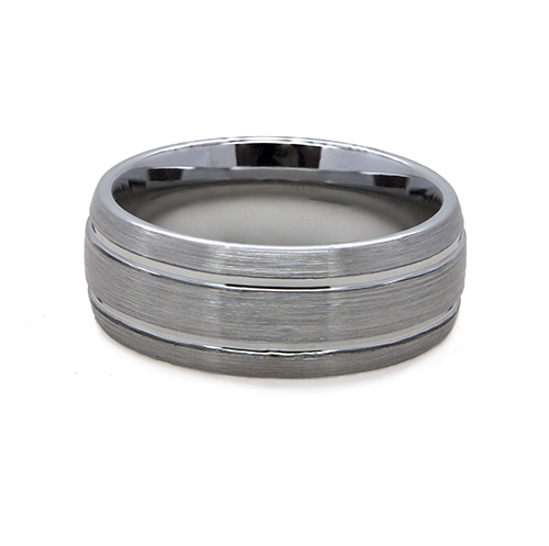 Zaveris Tungsten Carbide Grey Groove Wedding Ring