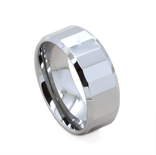 Zaveris Tungsten Carbide Faceted Wedding Ring