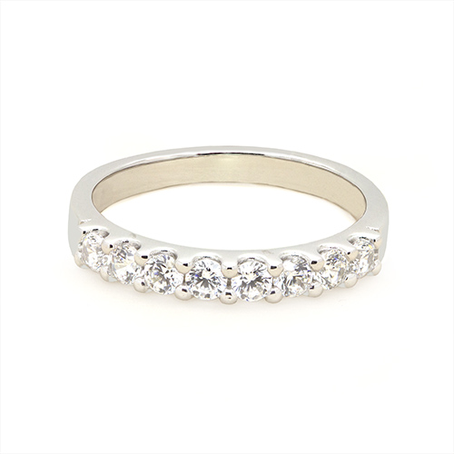 Zaveris 9 Carat White Gold Round Cut Cubic Zirconia Ring