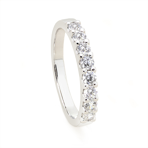 Zaveris 9 Carat White Gold Round Cut Cubic Zirconia Ring