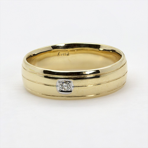 Zaveris 18 Carat Yellow Gold Men's Diamond Wedding Ring