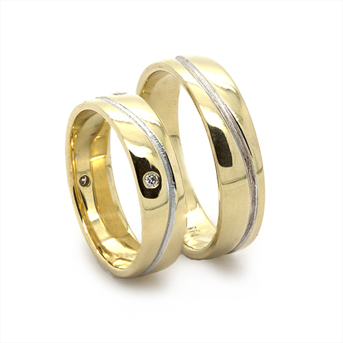Zaveris White and Yellow Gold Diamond Wedding Bands