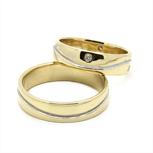 Zaveris White and Yellow Gold Diamond Wedding Bands