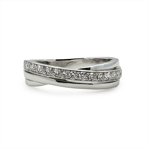 Zaveris Crossover 18 Carat White Gold and Diamond Wedding Ring
