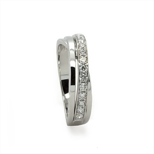 Zaveris Crossover 18 Carat White Gold and Diamond Wedding Ring