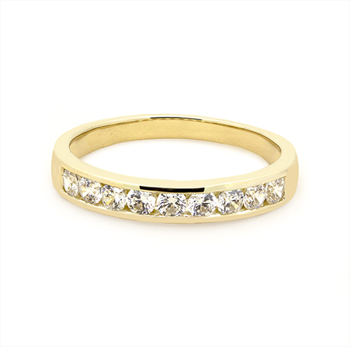 Zaveris 9 Carat Yellow Gold Channel Set Cubic Zirconia Ring