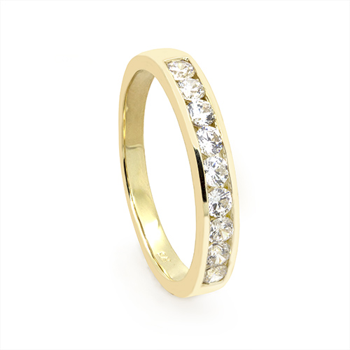 Zaveris 9 Carat Yellow Gold Channel Set Cubic Zirconia Ring