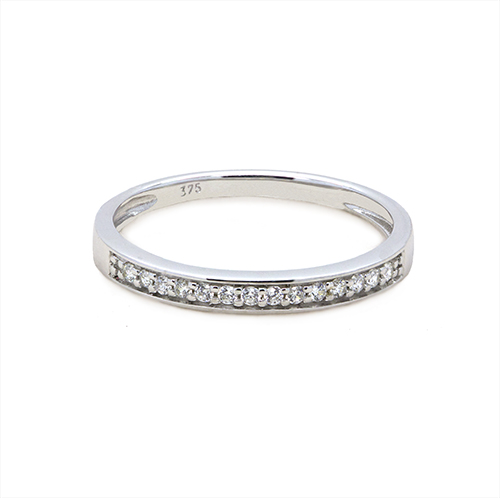 Zaveris 9 Carat White Gold Cubic Zircon Wedding Ring