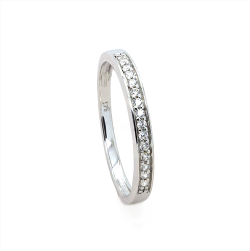 Zaveris 9 Carat White Gold Cubic Zircon Wedding Ring