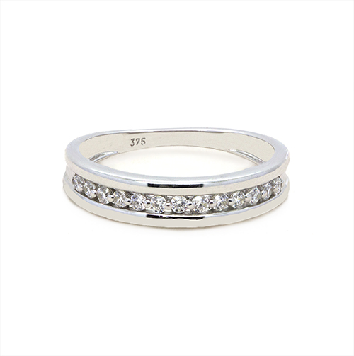 Zaveris 9 Carat White Gold Cubic Zircon Wedding Ring