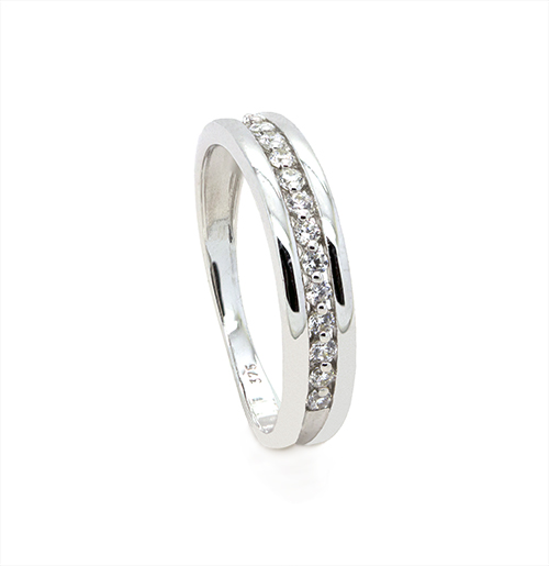 Zaveris 9 Carat White Gold Cubic Zircon Wedding Ring