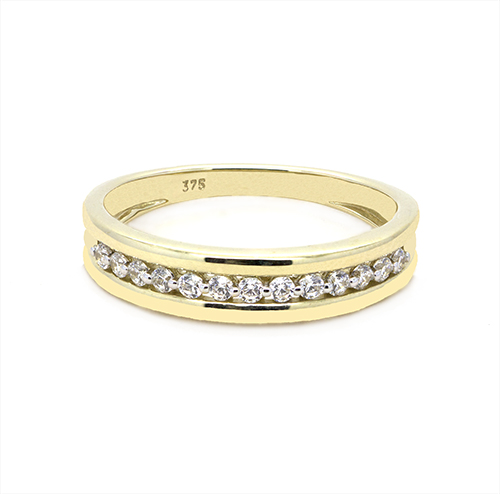 Zaveris 9 Carat Solid Yellow Gold Eternity Cubic Zircon Wedding Ring