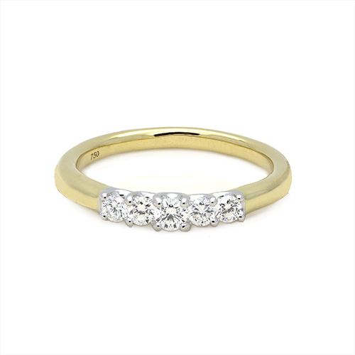 Zaveris 18 Carat White and Yellow Gold Five Stone Diamond Wedding Ring