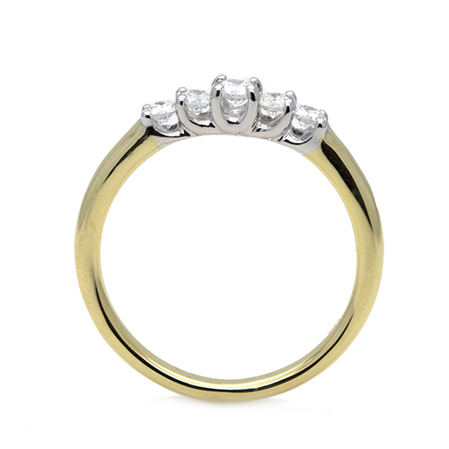 Zaveris 18 Carat White and Yellow Gold Five Stone Diamond Wedding Ring
