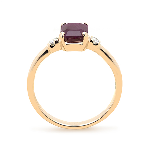 Zaveris 9 Carat Yellow Gold Radiant Cut Ruby and Diamond Ring