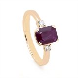Yellow Gold Radiant Cut Ruby Diamond Ring