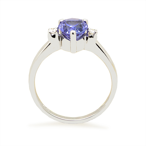 Zaveris 18 Carat White Gold Pear Cut Tanzanite and Diamond Ring