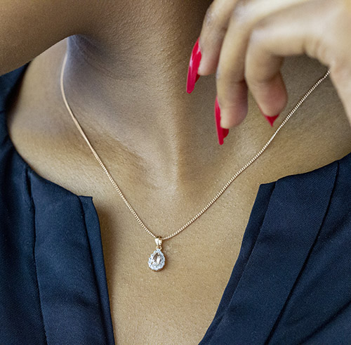 Zaveris 9 Carat Rose Gold Morganite and Diamond Pendant Set
