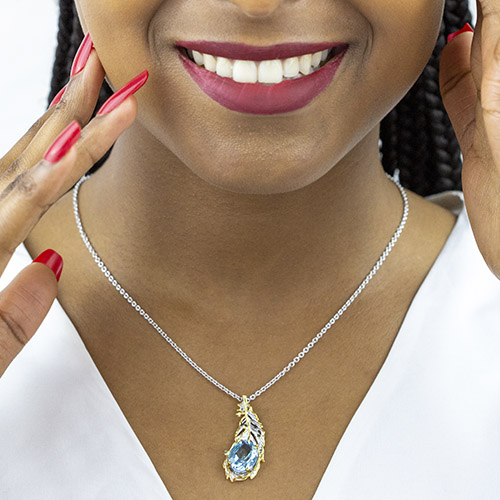 Zaveris Sterling Silver Blue Topaz and Blue Sapphire