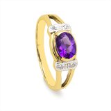 Yellow Gold and Round Cut Cubic Zirconia Ring