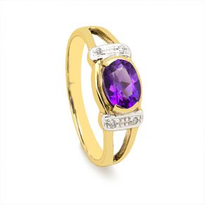 Yellow Gold and Round Cut Cubic Zirconia Ring