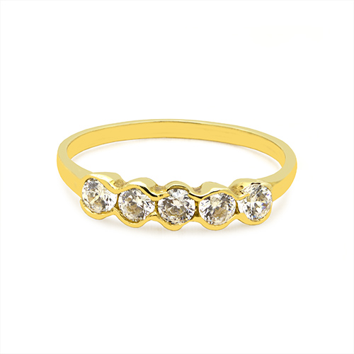 Zaveris 18 Carat Yellow Gold and Bezel Set Cubic Zirconia Ring