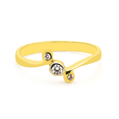 Zaveris 18 Carat Yellow Gold and Triple Cubic Zirconia Ring (Copy)