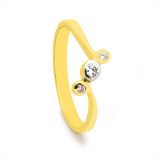 Yellow Gold and Triple Cubic Zirconia Ring