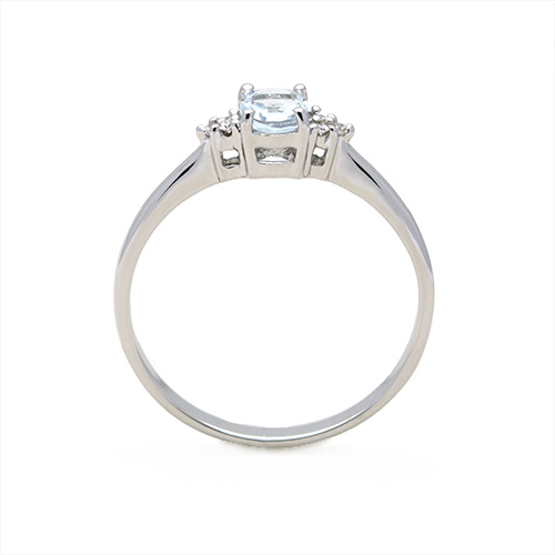 Zaveris 9 Carat White Gold Aquamarine and Cluster Diamond Ring