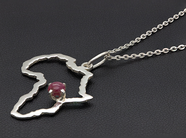 Zaveris African Sterling Silver Cabachon Ruby Necklace