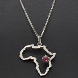 Zaveris African Sterling Silver Cabachon Ruby Necklace
