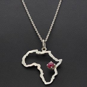 Zaveris African Sterling Silver Cabachon Ruby Necklace