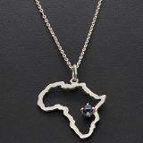 Zaveris African Sterling Silver Cabachon Blue Sapphire Necklace