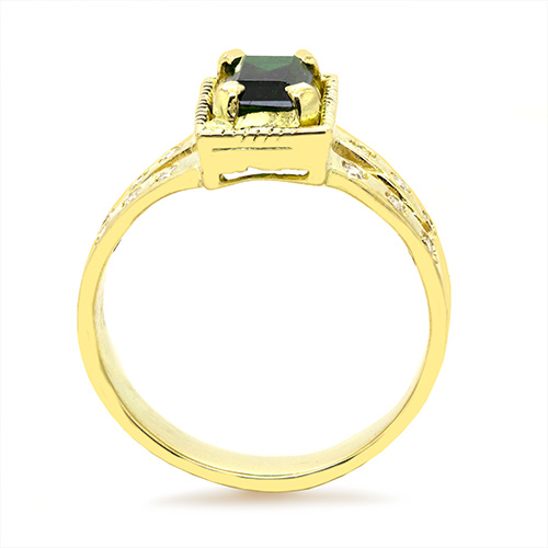 Zaveris Split Shank 18 Carat Yellow Gold Tsavorite and Gypsy Diamond Engagement Ring