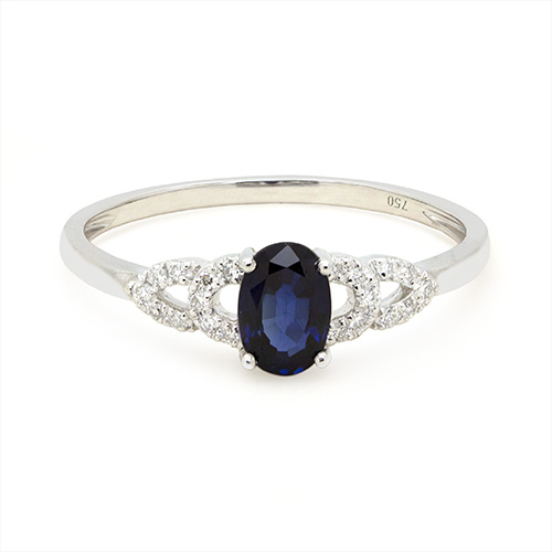 Zaveris Double Slit 18 Carat White Gold Sapphire and Pav? Diamond Engagement Ring