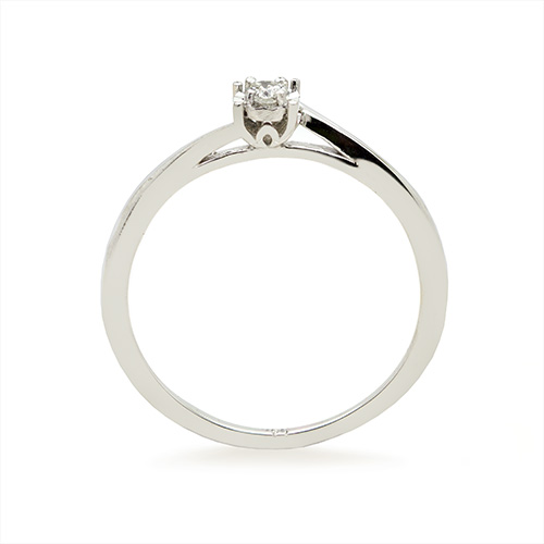 Zaveris Bypass 18 Carat White Gold and Solitaire Diamond Engagement Ring