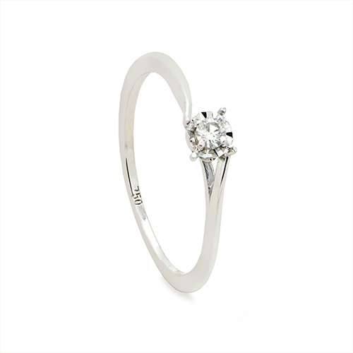 Zaveris Bypass 18 Carat White Gold and Solitaire Diamond Engagement Ring