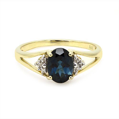 Zaveris 9 Carat Yellow Gold London Blue Topaz and Diamond Ring