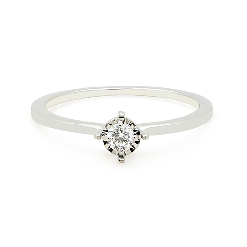 Zaveris 18 Carat White Gold and Round Cut Diamond Ring