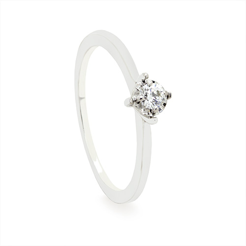 Zaveris 18 Carat White Gold and Round Cut Diamond Ring