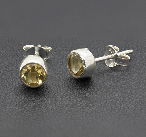 Zaveris Sterling Silver Citrine Stud Earrings