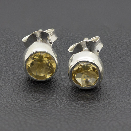 Zaveris Sterling Silver Citrine Stud Earrings